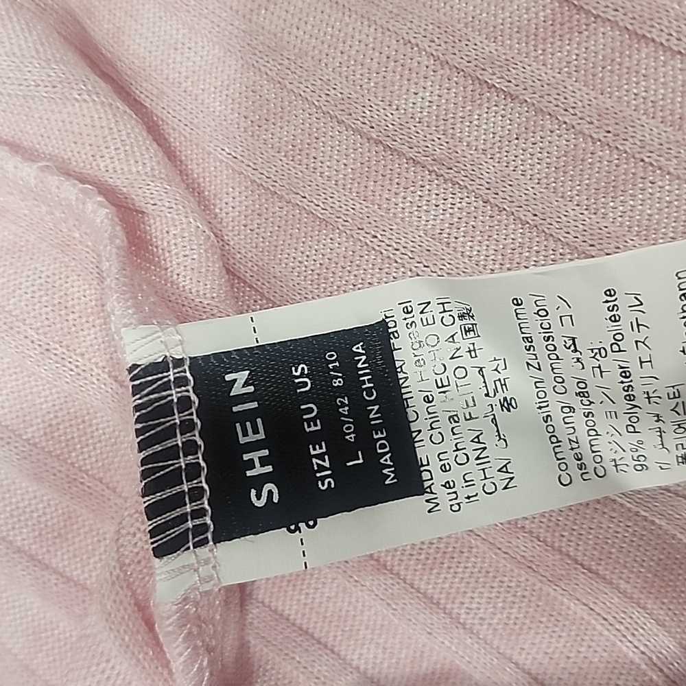 Light Pink Ribbed Cardigan And Shorts Set. M/L - Picture 9 of 10